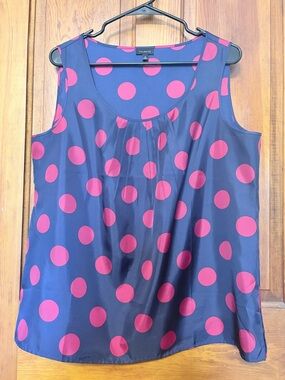 Talbots Navy Camisole with Pink Polka Dots